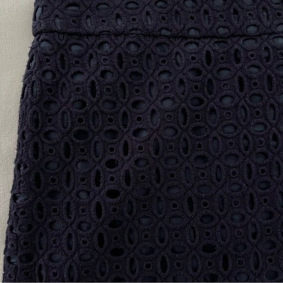 J. Crew Navy Blue Eyelet Mini Skirt, Size 2 - Picture 7 of 12